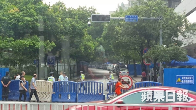 barricades outside the court Wukan village