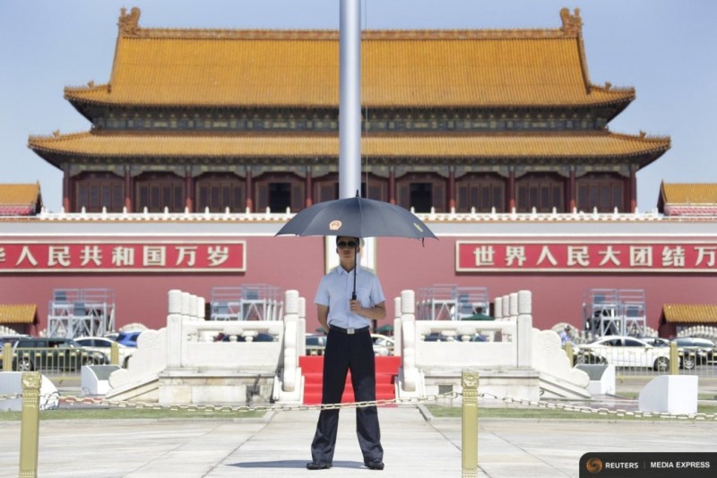 paramilitary police officer in Tiananmen Square,