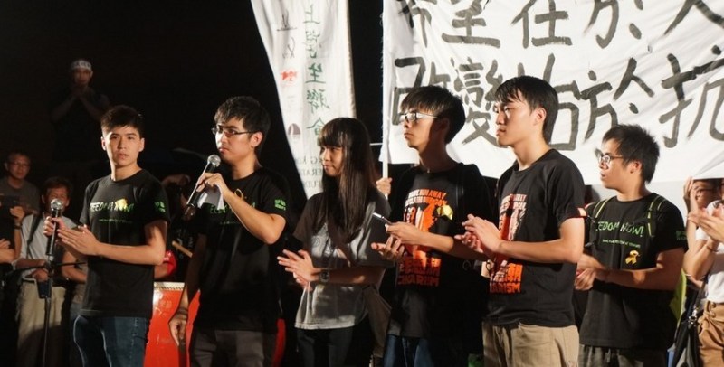 Student activists addressing crowds during the Occupy protests in 2014.
