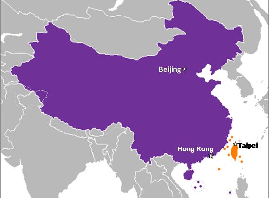 taiwan hong kong china map