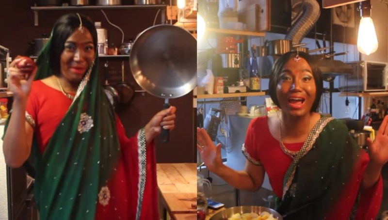 indian auntie racist parody