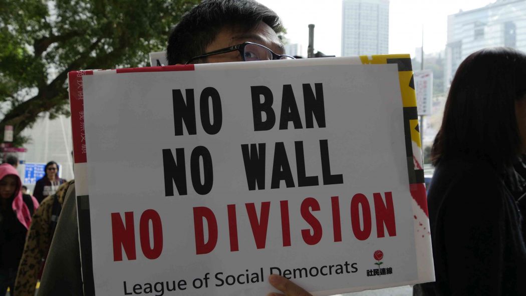 trump immigration ban protest hong kong