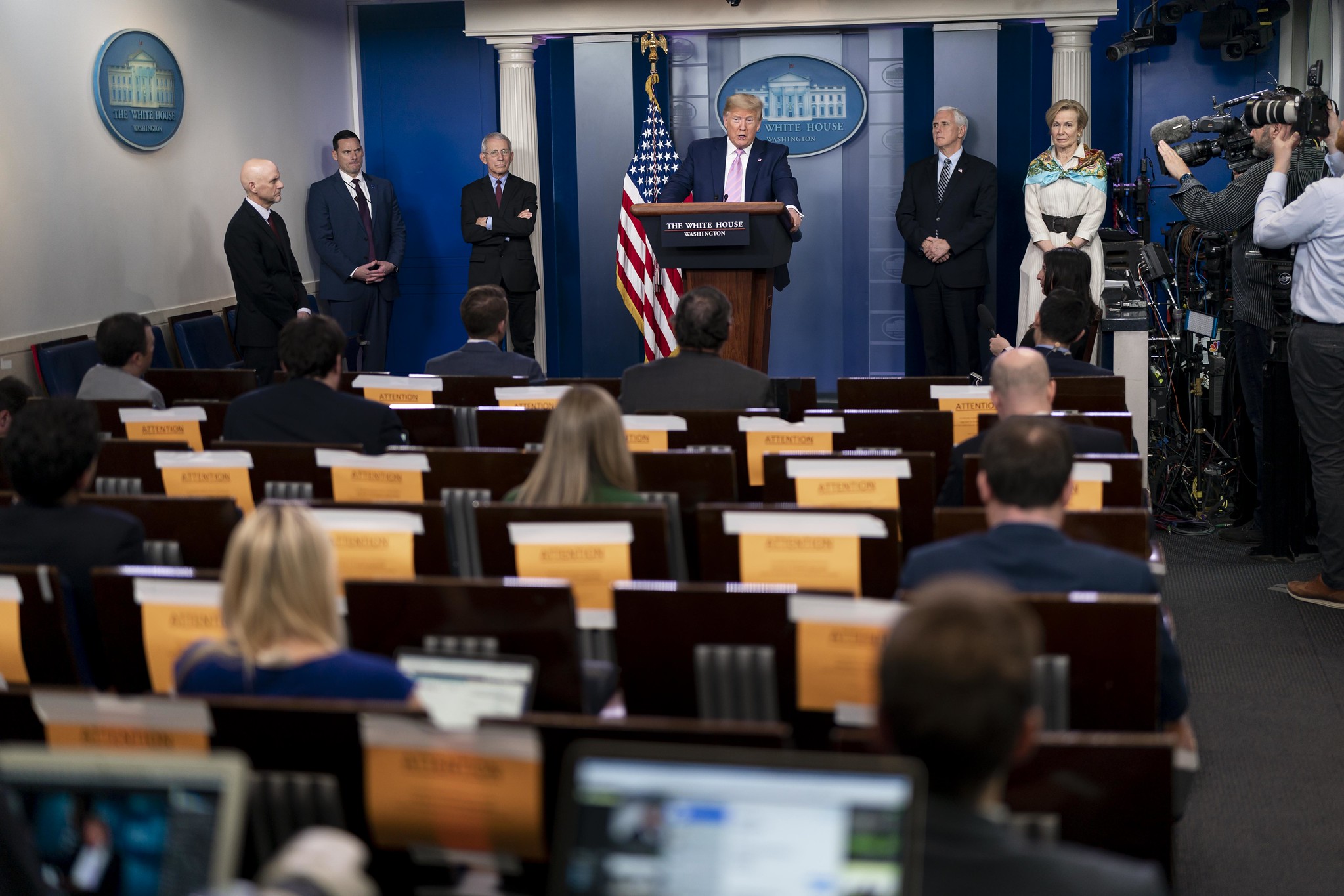 Donald Trump White House media press standup