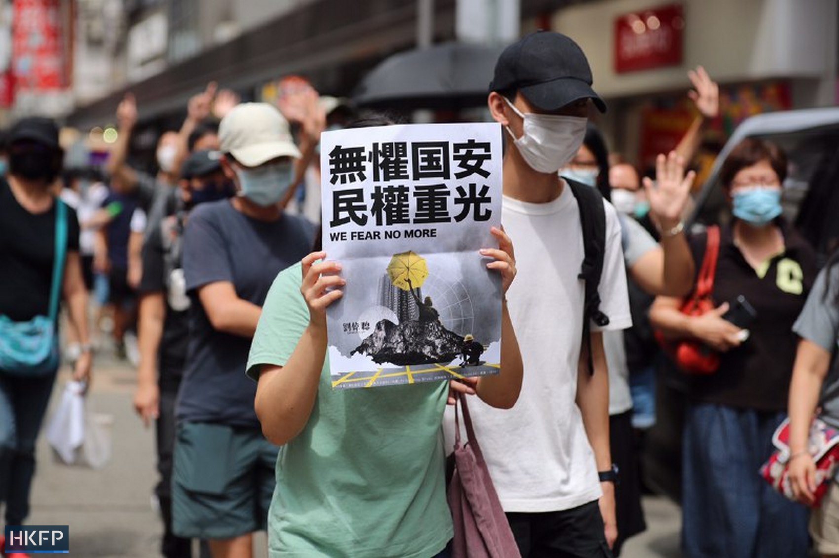 'we fear no more' sign protester causeway bay 1 July 2020