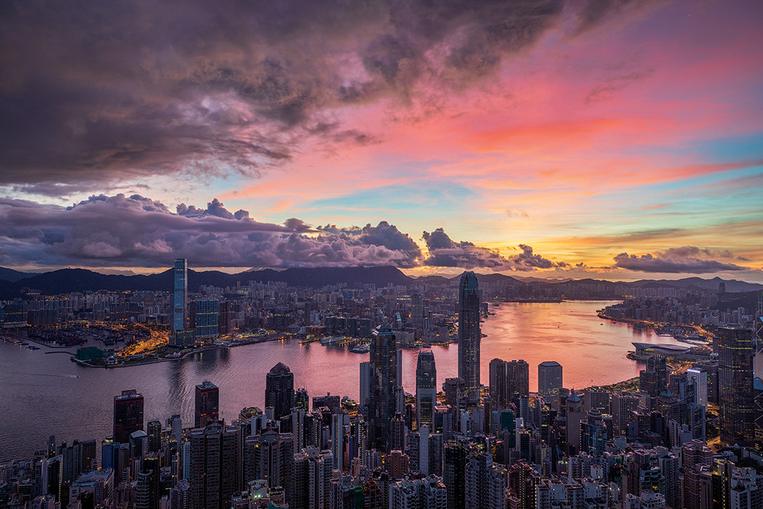 Hong Kong sunset skyline