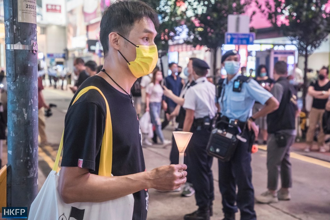June 4 Tiananmen Square Massacre Victoria Park 2021 yellow mask candle police