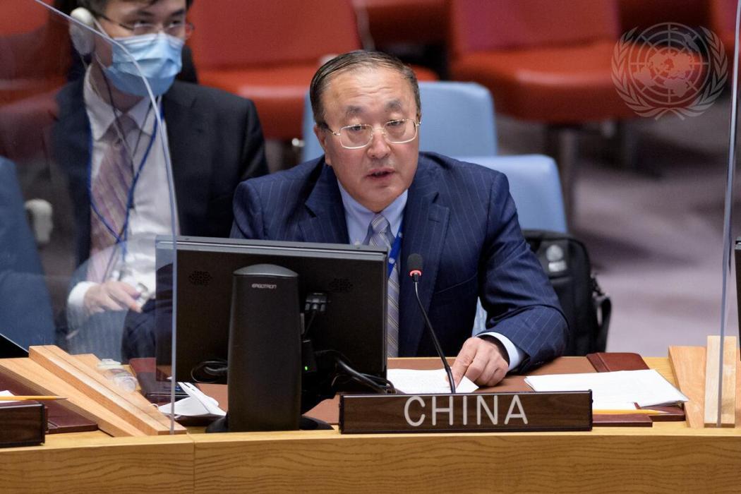 Zhang Jun, Permanent Representative of China to the United Nations, addresses the Security Council meeting on maintenance of international peace and security on the theme Climate and Security, on September 23, 2021. 