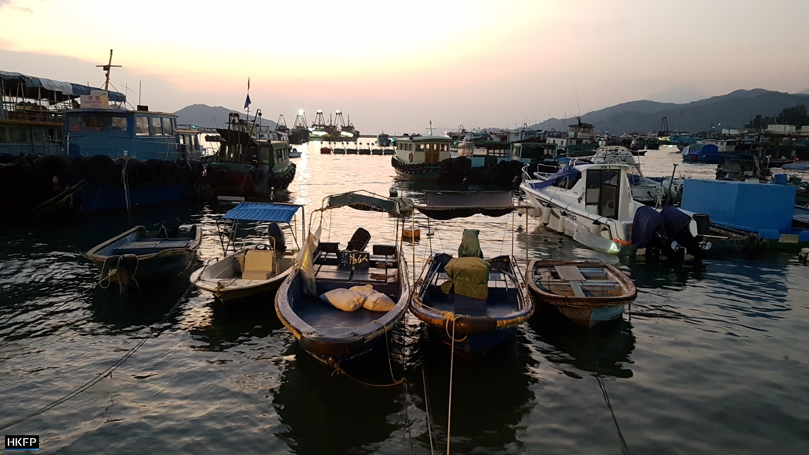 boats moored off Cheung Chau
