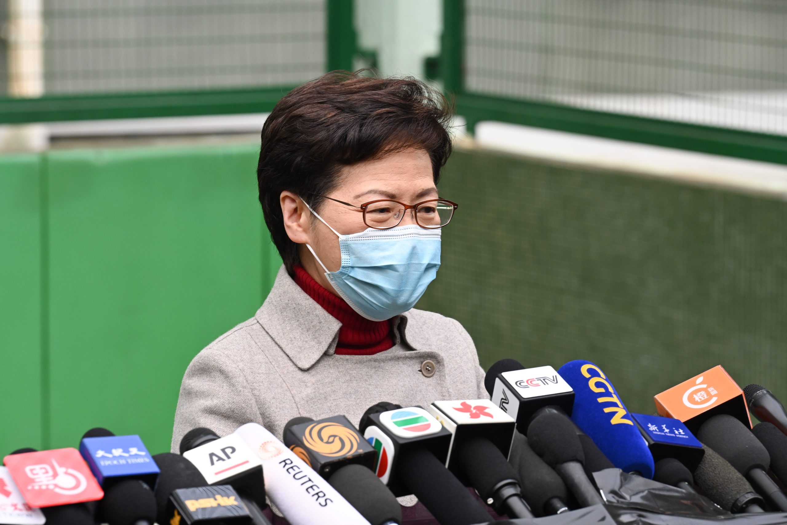2021 LegCo Election: Chief Executive Carrie Lam addressed the press after casting her ballot on Sunday.