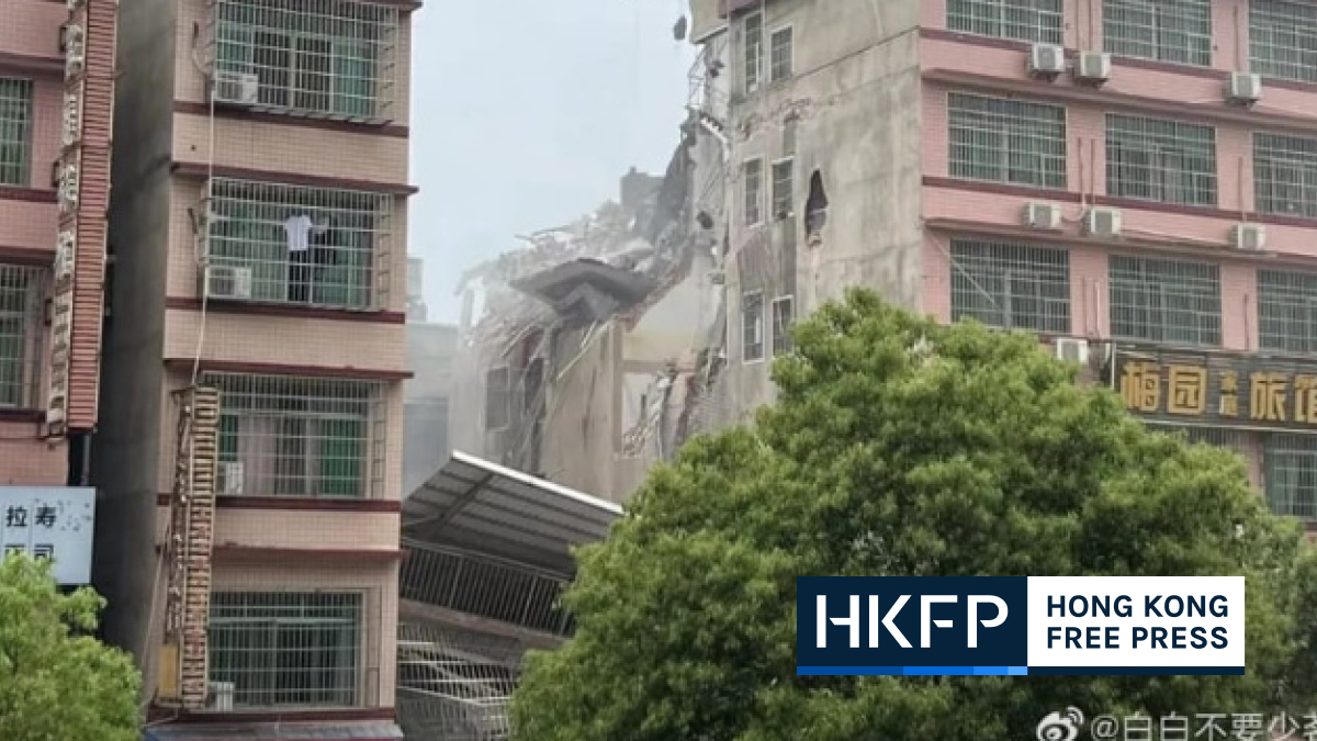 People trapped after building collapses in China