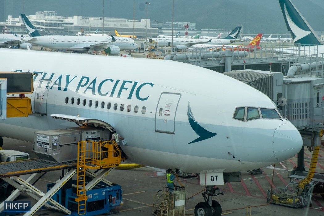 Hong Kong International Airport Cathay plane flight