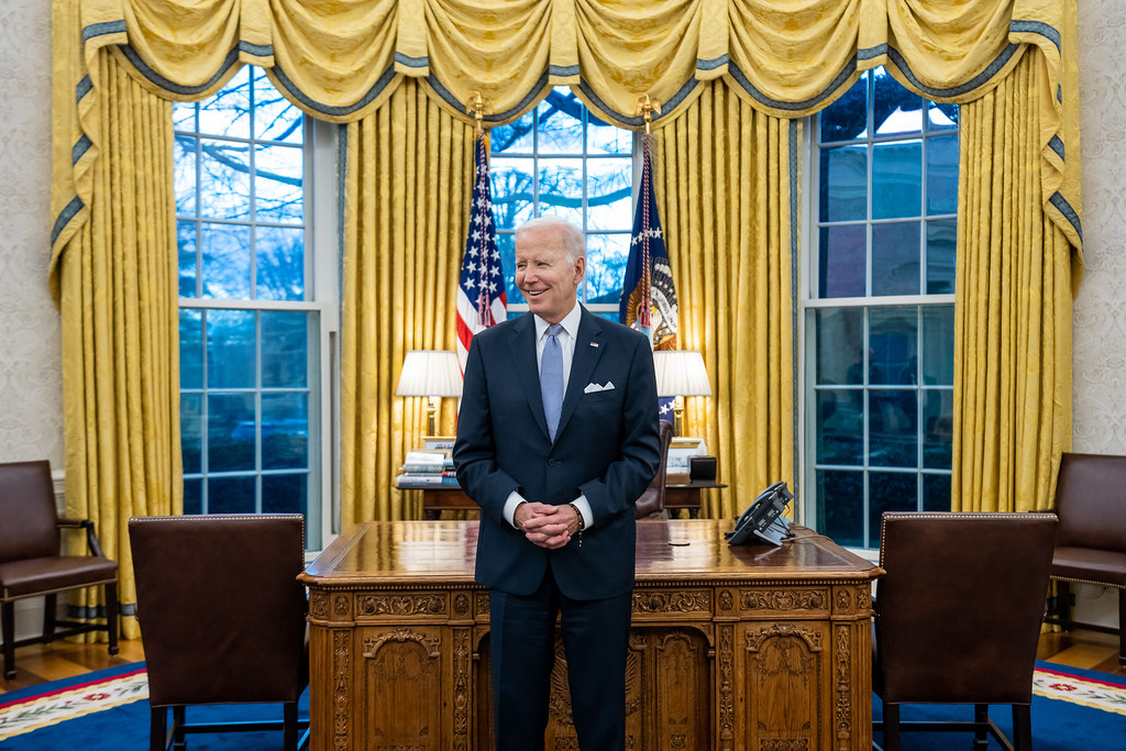 President Joe Biden Friday, January 20, 2023, in the Oval Office. (Official White House Photo by Cameron Smith)