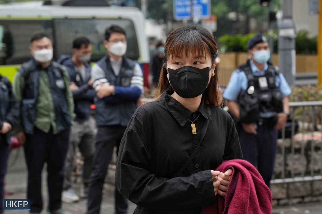 Clarisse Yeung outside the West Kowloon Law Courts Building on February 7, 2023