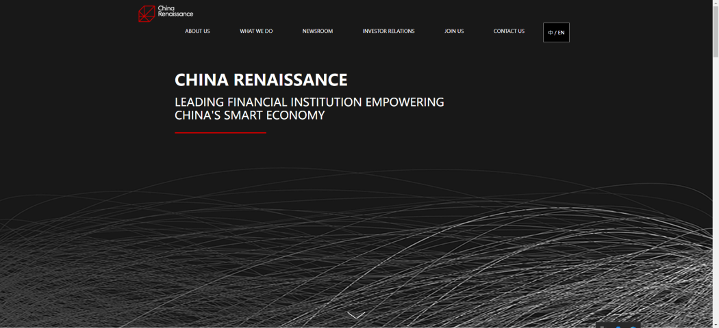A screenshot of investment bank China Renaissance's website. 