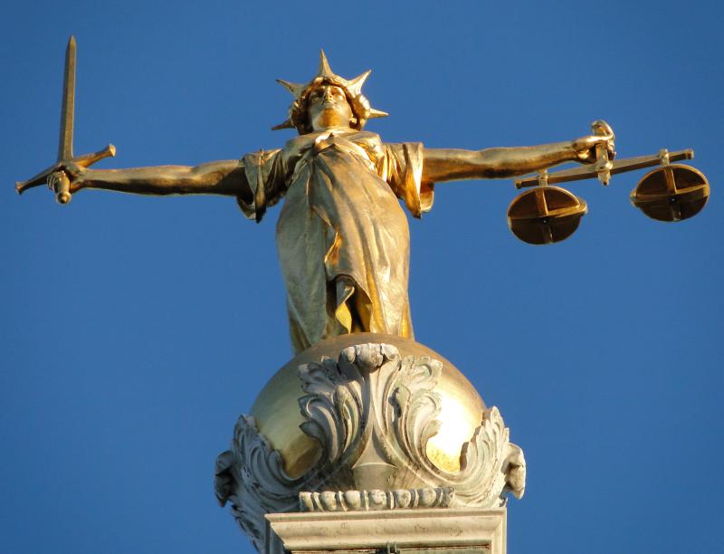 The Statue of Justice atop the Old Bailey in London, England. Photo: Wikicommons.