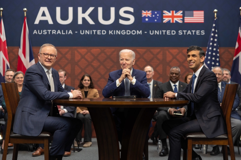 Australian Prime Minister Anthony Albanese, US President Joe Biden and UK Prime Minister Rishi Sunak