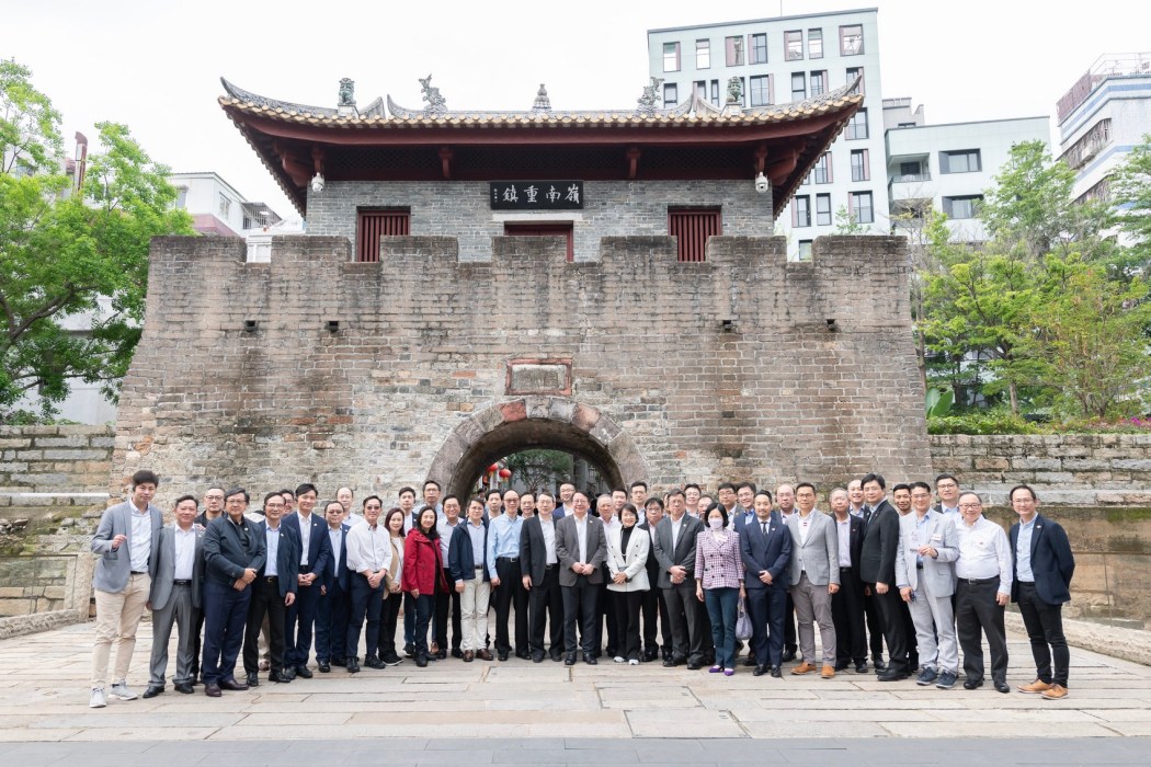 The delegation of the Hong Kong government and the Legislative Council, led by Chief Executive John Lee, ). The delegation visits Nantou Ancient Town on April 22, 2023. Photo: GovHK.
