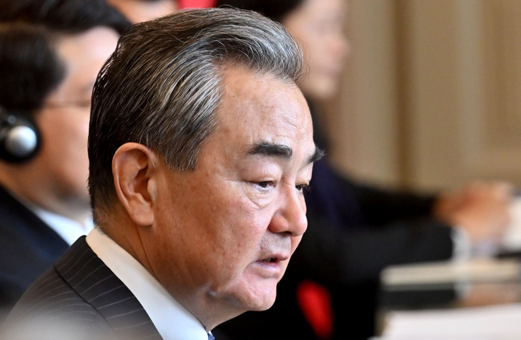 Chinese senior diplomat Wang Yi on February 20, 2023 at the Foreign Office in Budapest, Hungary. Photo: Attila Kisbenedek/AFP.