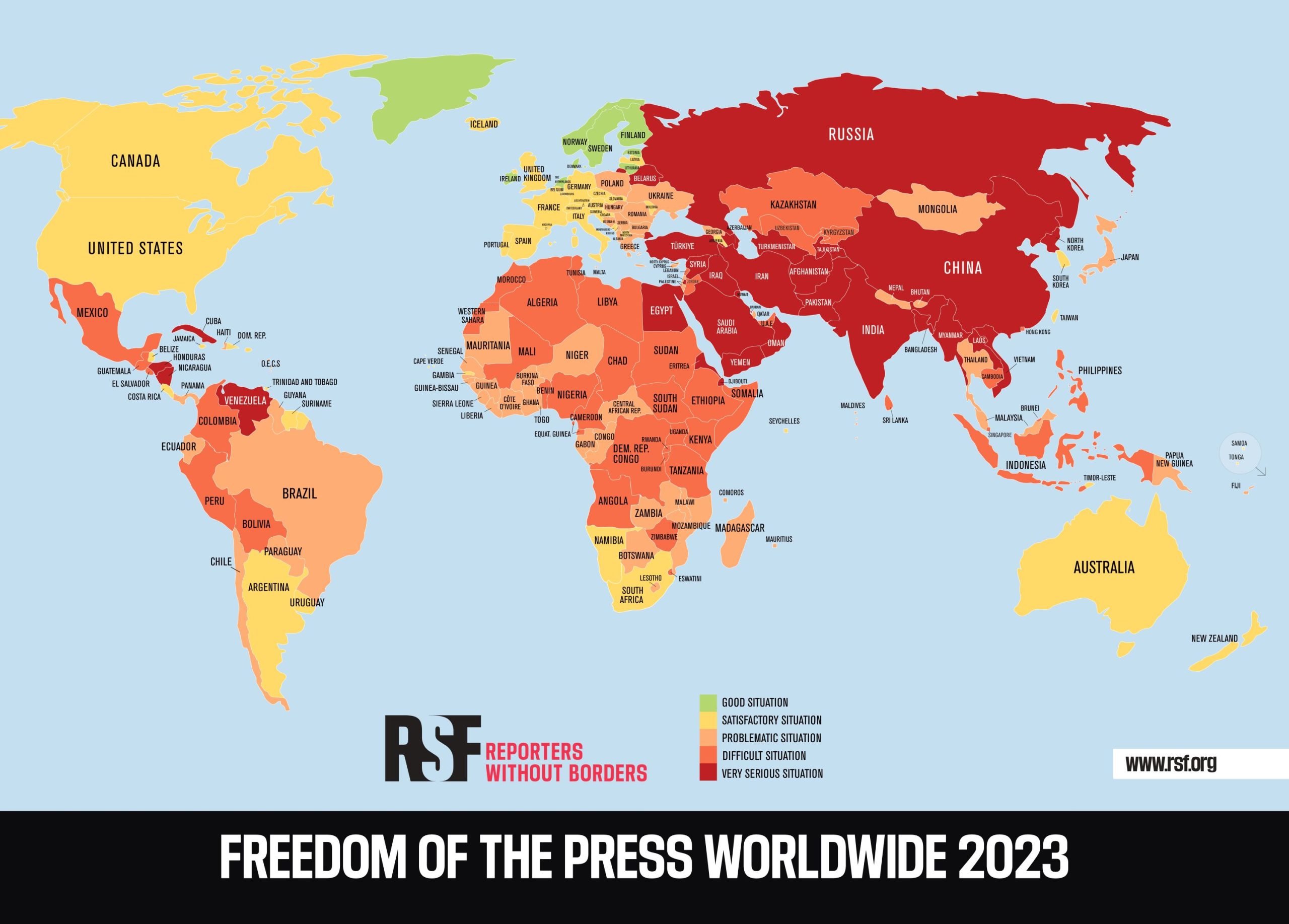 The 2023 Reporters Without Borders Press Freedom Index