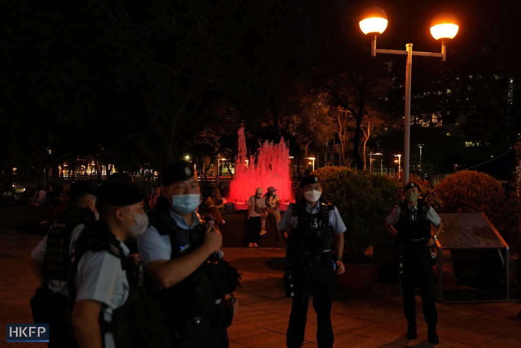 Police outside Victoria Park in Causeway Bay, Hong Kong, on June 4, 2023. Photo: Kyle Lam/HKFP.