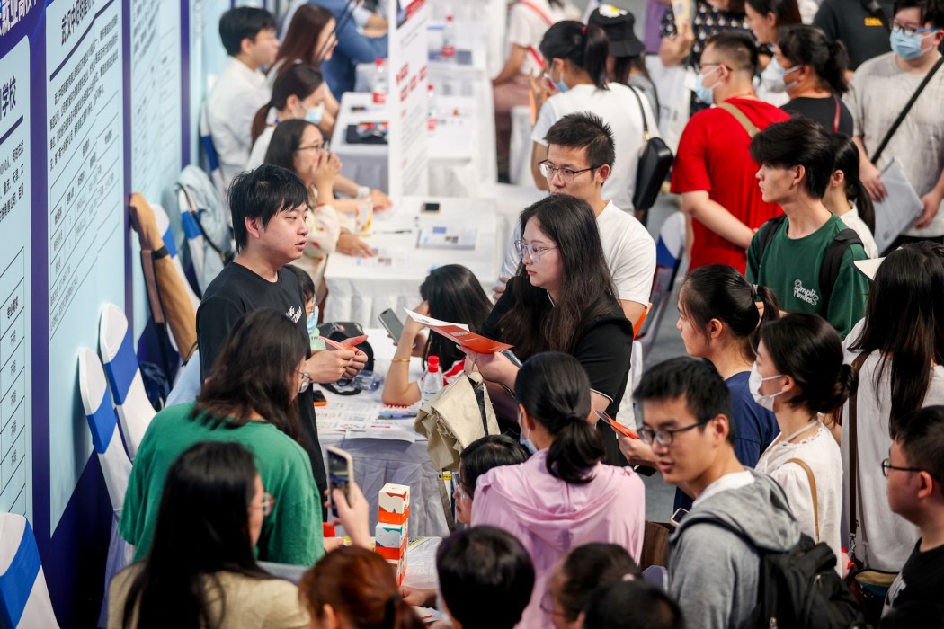 University graduates attend a job fair in Wuhan, in China's central Hubei province on August 10, 2023. Photo: Stringer/AFP/China Out.