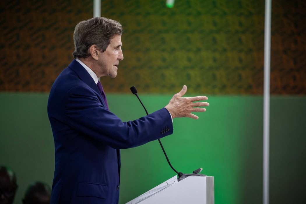 United States Special Envoy for Climate John Kerry delivers remarks during the Africa Climate Summit 2023 in Nairobi on September 5, 2023. Photo: Luis Tato/AFP.