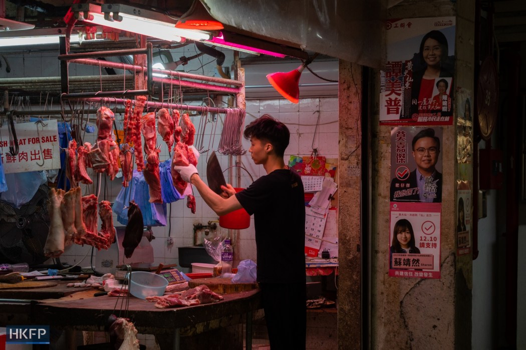 A butcher shop in Choi Hung Estate on November 7, 2023. Photo: Kyle Lam/HKFP.