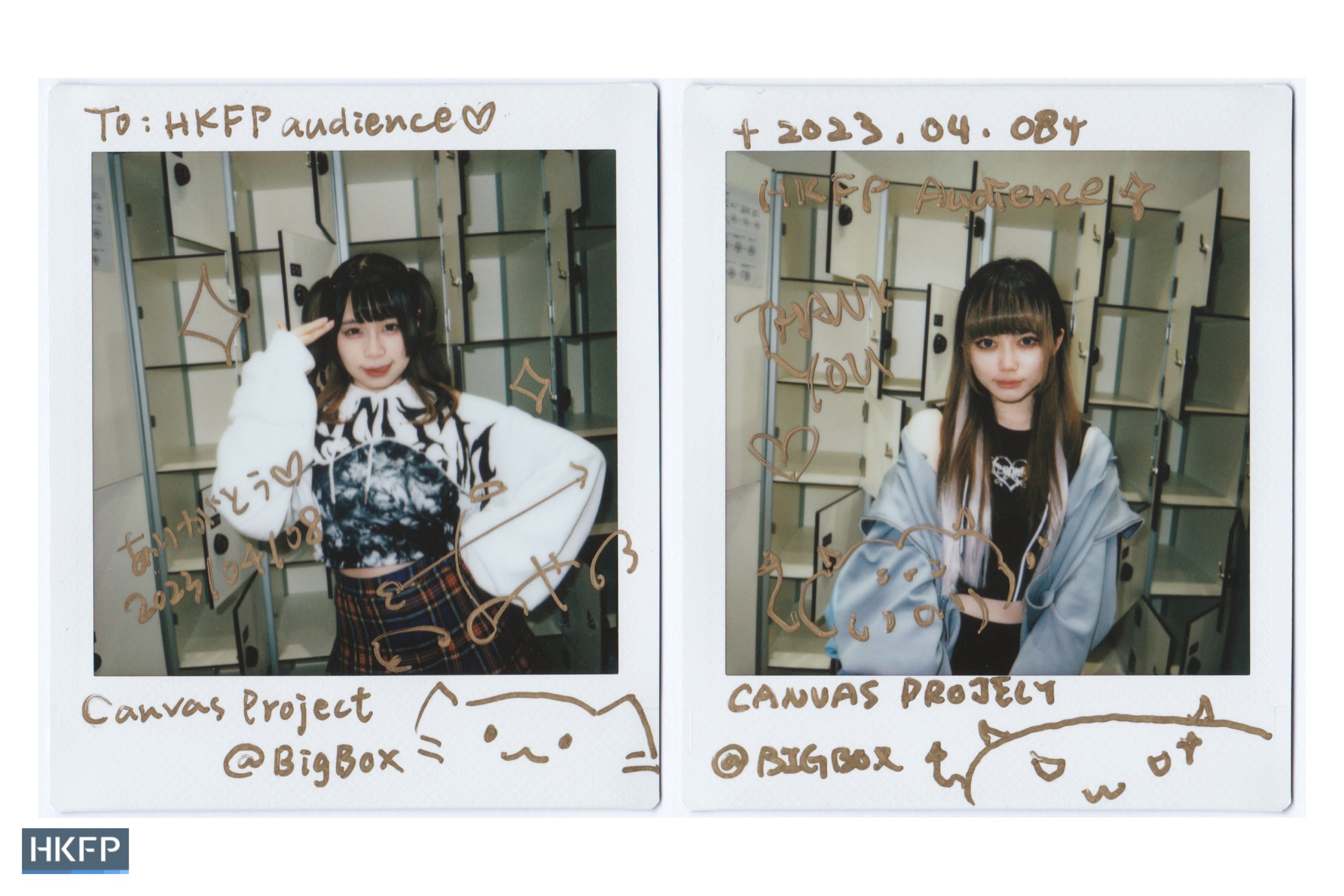 Underground idol group Otadol.HK’s instant photos for HKFP. The group was dismissed this year after the HKFP report was published. Photo: Kyle Lam/HKFP.