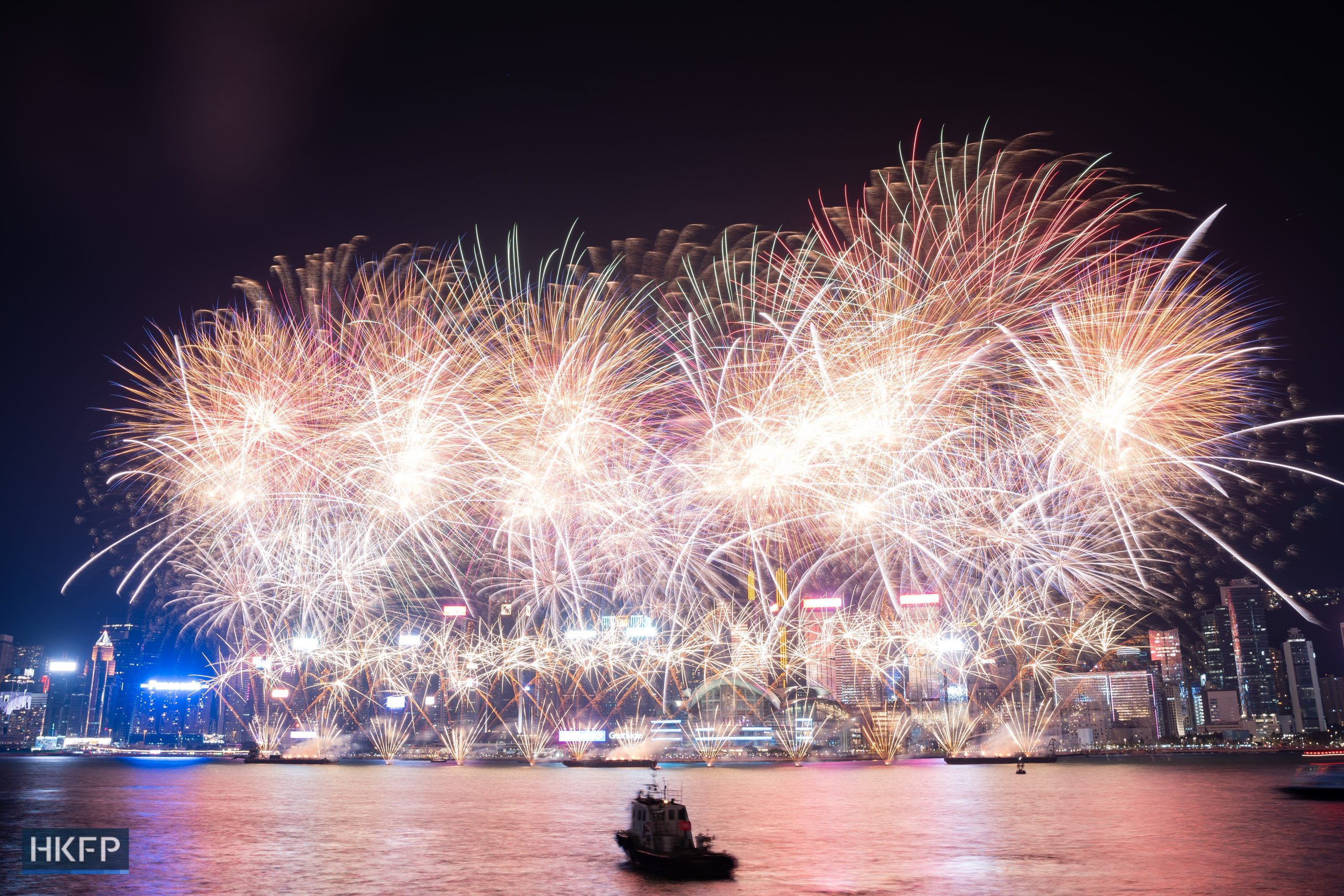 Hong Kong’s National Day fireworks display on October 1, 2023. Photo: Kyle Lam/HKFP.