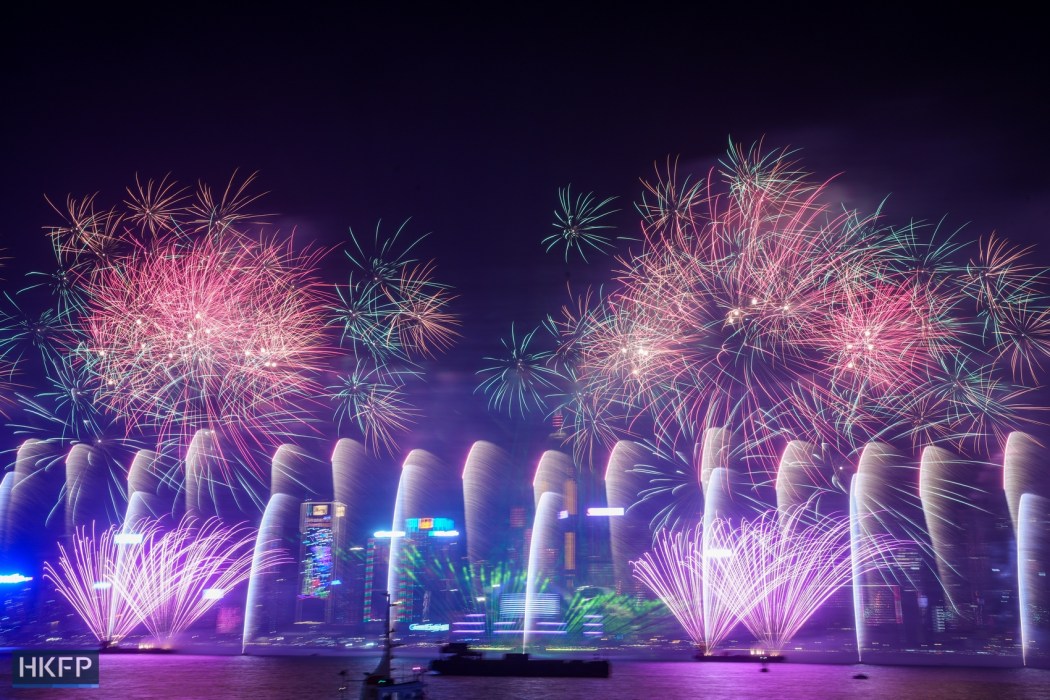 The New Year's Eve fireworks display on Sunday, December 31, 2023. Photo: Kyle Lam/HKFP.
