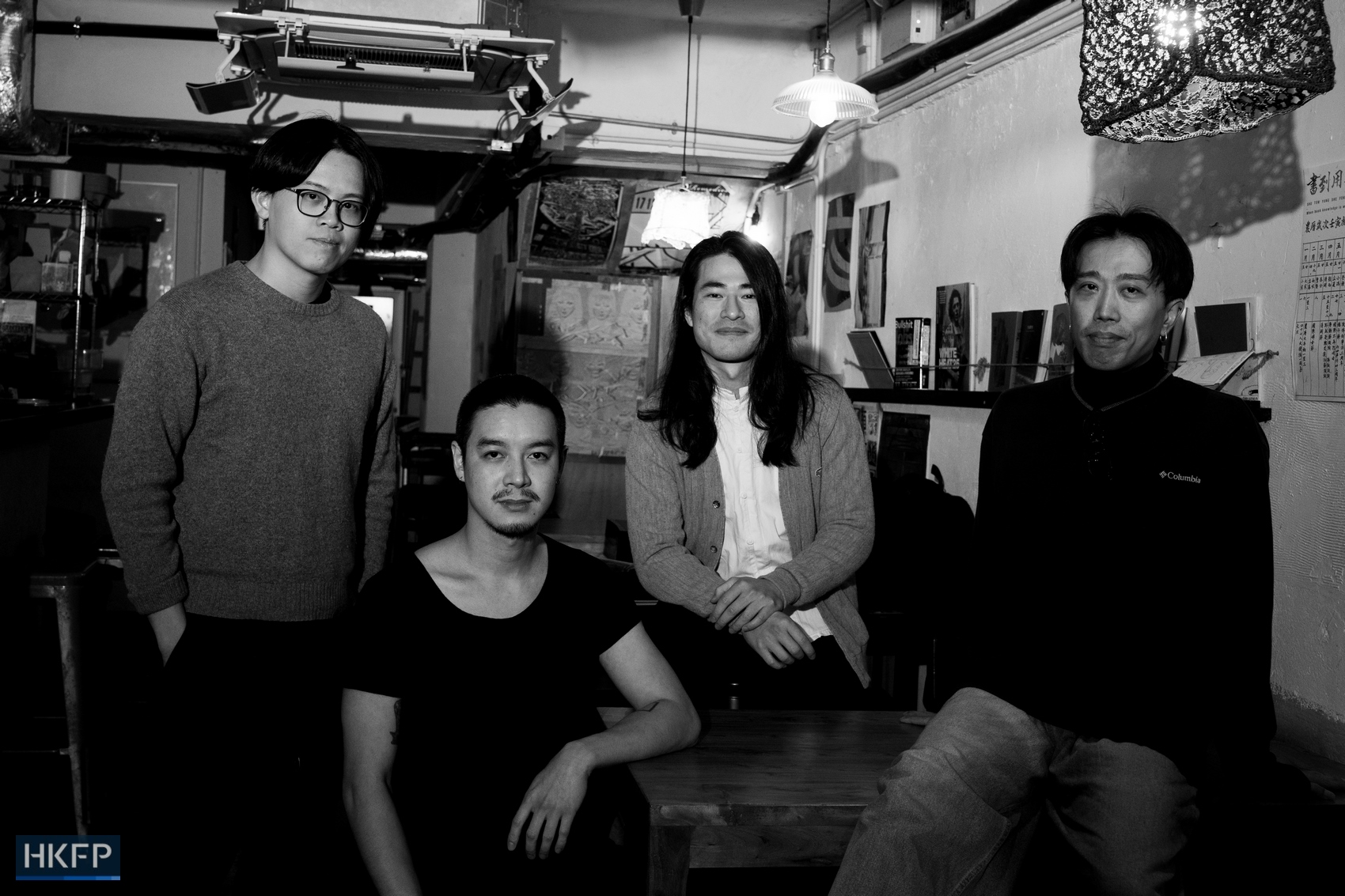 Hong Kong indie music collective UN.TOMORROW: (from left) Sum Lok-kei, Jason Cheung, Medius Chung, Leung Wing-lai. Photo: Kyle Lam/HKFP.