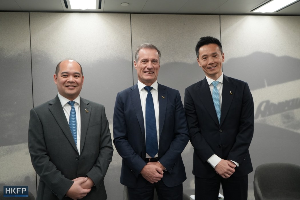 (From left to right) Cathay Chief Pilot (Airbus) Captain Geoffrey Lui, Cathay Director Flight Operations Captain Chris Kempis and