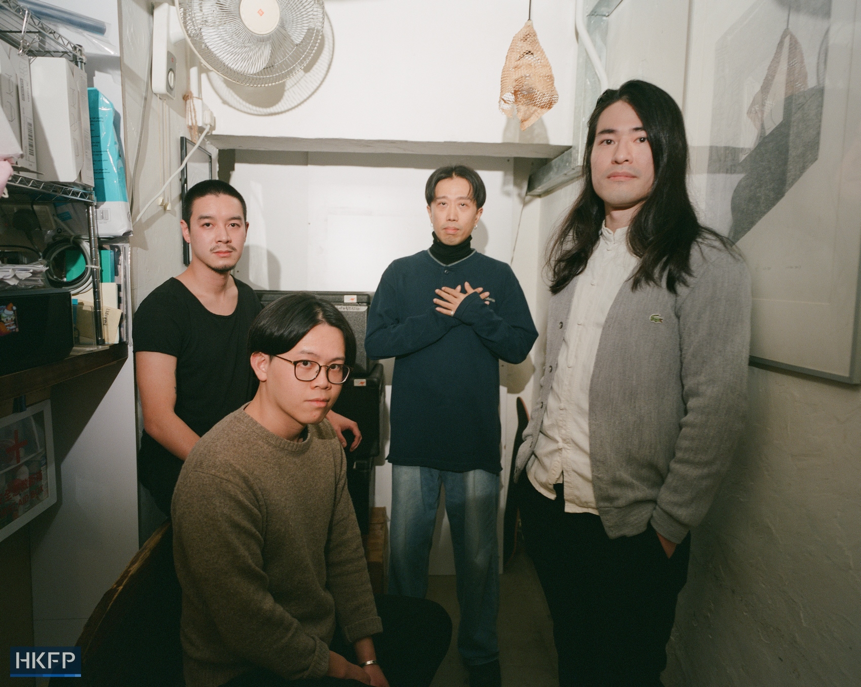 Hong Kong indie music collective UN.TOMORROW: (from left) Jason Cheung, Sum Lok-kei, Leung Wing-lai, and Medius Chung. Photo: Kyle Lam/HKFP.