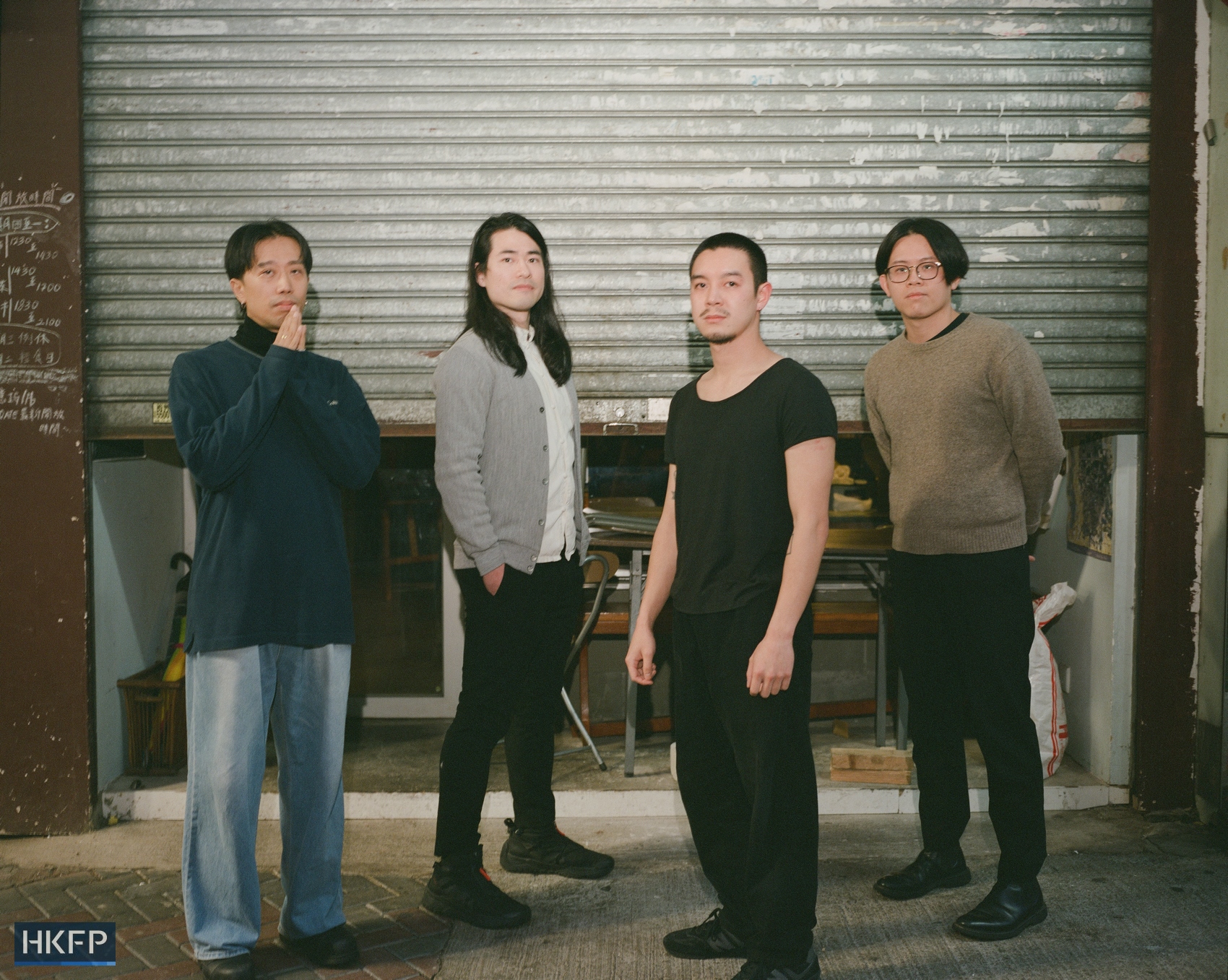 Hong Kong indie music collective UN.TOMORROW: (from left) Leung Wing-lai, Medius Chung, Jason Cheung, and Sum Lok-kei. Photo: Kyle Lam/HKFP.
