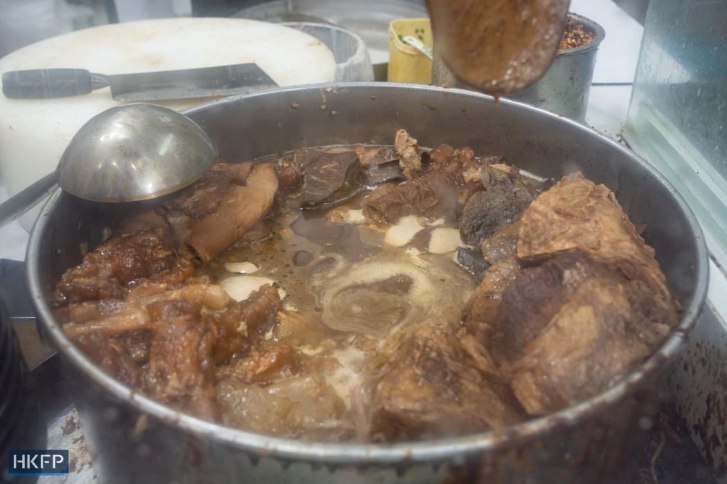 Traditional Cantonese stew of beef entrails, ngau zap, in Hong Kong, on February 1, 2024. Photo: Kyle Lam/HKFP.  