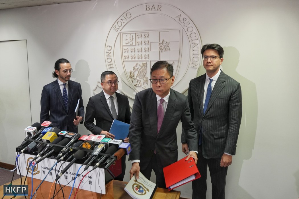 Hong Kong Bar Association meets the press to express their view on Hong Kong’s impending homegrown national security law on February 29, 2024. Photo: Kyle Lam/HKFP.