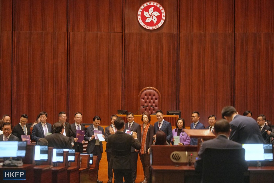 Hong Kong lawmakers resume the debate on a proposed domestic security law required under Article 23 of the Basic Law on March 19, 2024. Photo: Kyle Lam/HKFP.