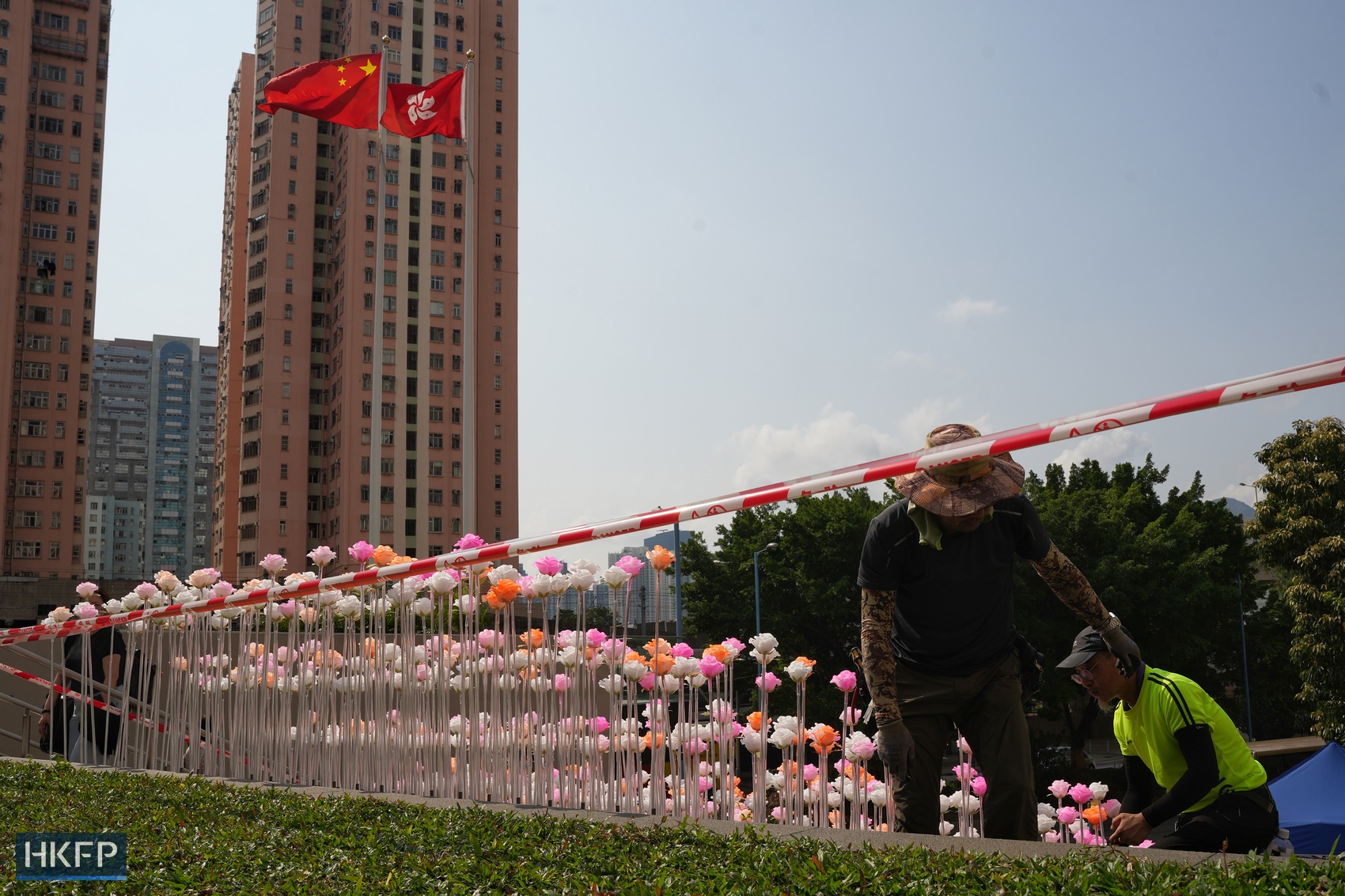 LED flowers outside the East Kowloon Cultural Centre on March 25, 2024.