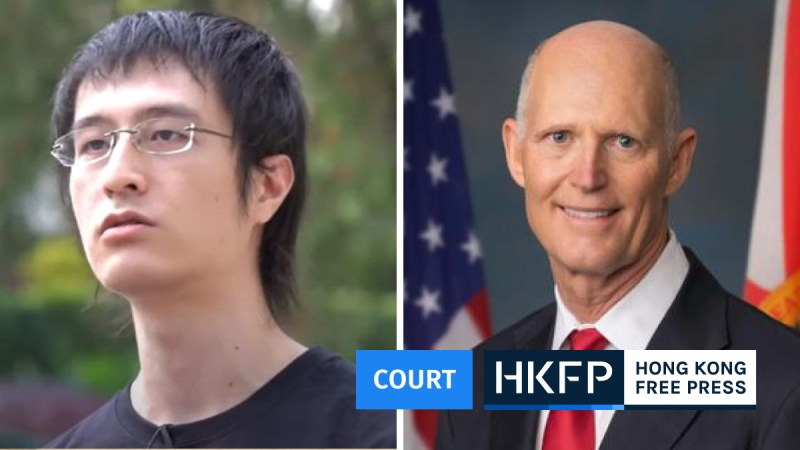 Hong Kong activist Andy Li (left), US Senator Rick Scott. File photo: via RFA & US Senate.