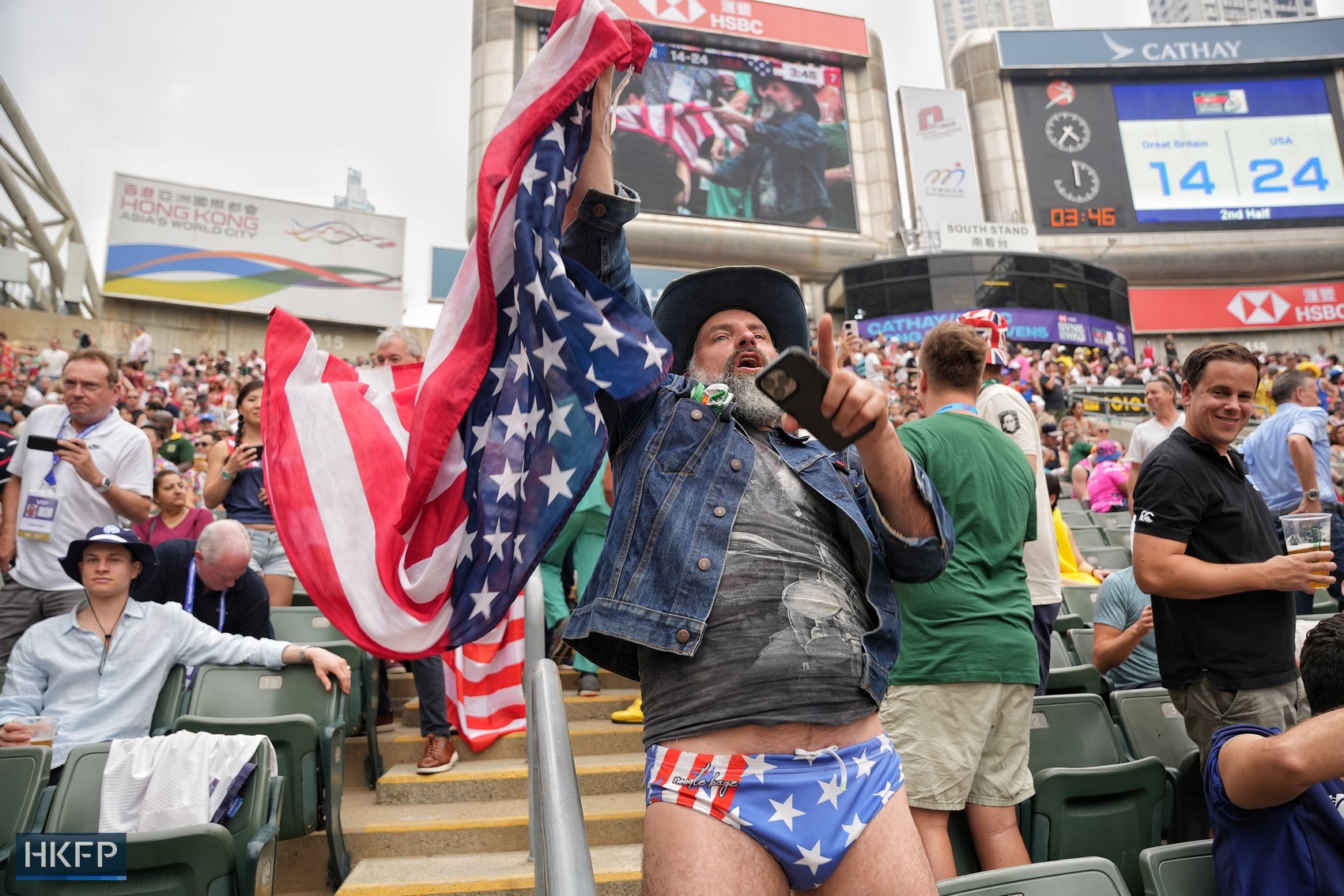 A fan of the US, at the Hong Kong Sevens, on April 5, 2024. Photo: Kyle Lam/HKFP. 