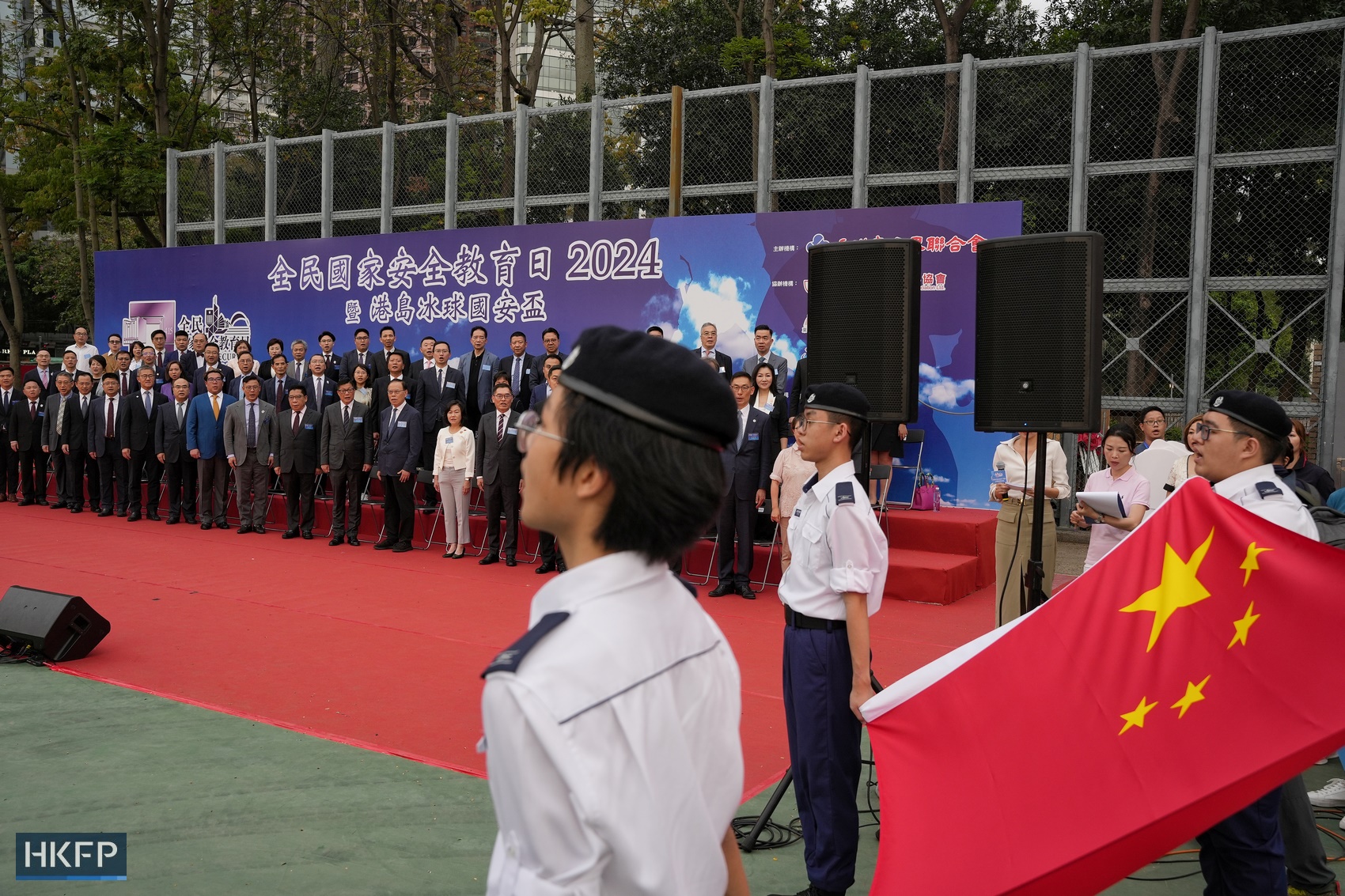 A carnival featuring booths about national security and showcasing police's armoured vehicles at Victoria Park, Causeway Bay, on April 15, 2024 as part of the activities of National Security Education Day, Photo: Kyle Lam/HKFP.