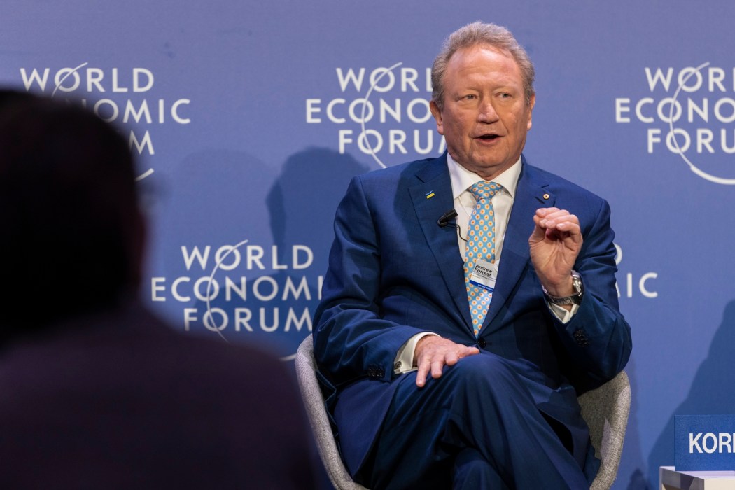 Andrew Forrest, Chairman and Founder, Fortescue Metals Group, Australia speaking in the The Age of Net-Zero Energy Technologies session at the World Economic Forum Annual Meeting 2023 in Davos-Klosters, Switzerland, 19 January.