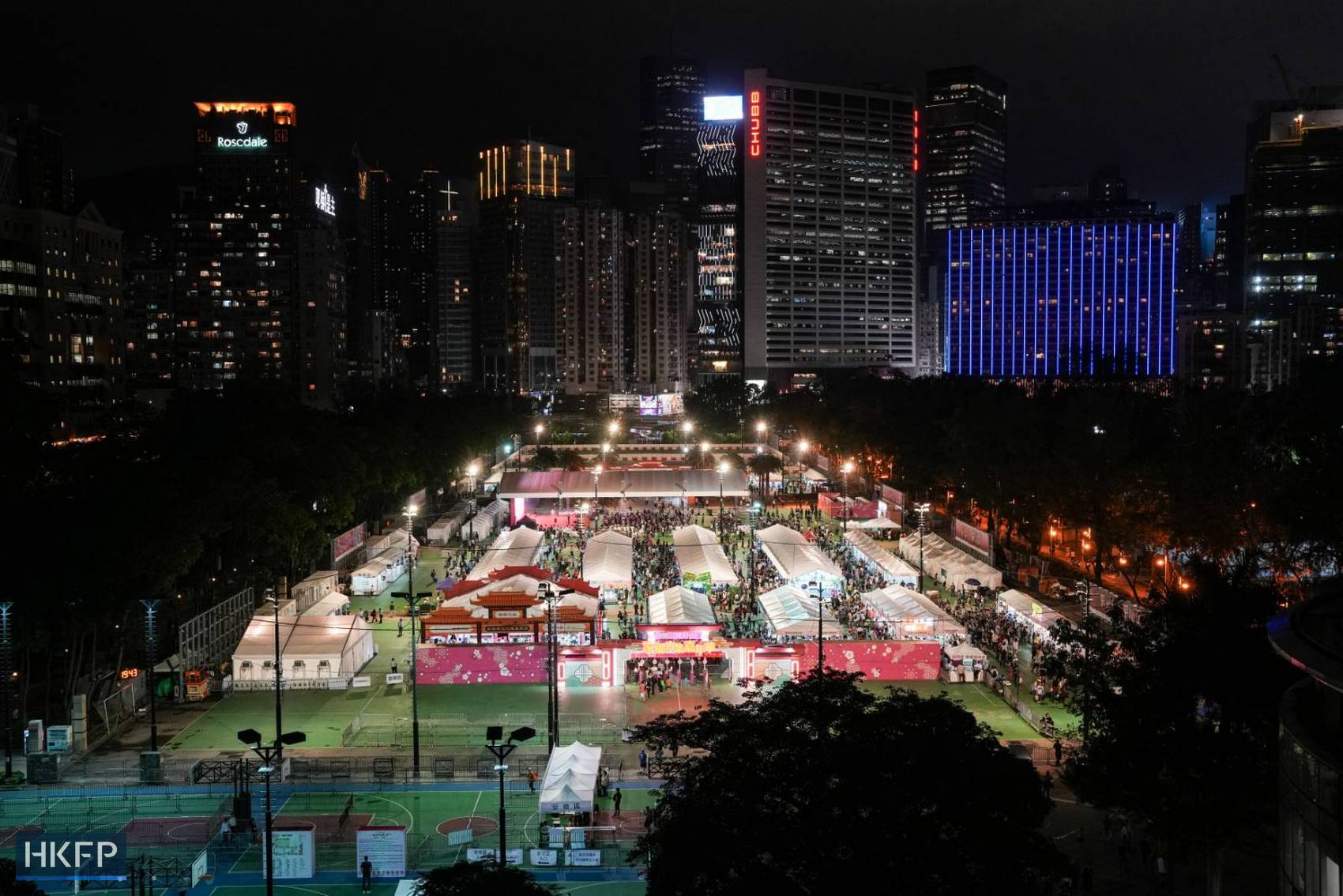 Hong Kong's Victoria Park, historically the site of candlelight vigils to remember the victims of the 1989 Tiananmen crackdown, hosts a patriotic carnival, on June 4, 2024, the 35th anniversary of the incident. Photo: Kyle Lam/HKFP.